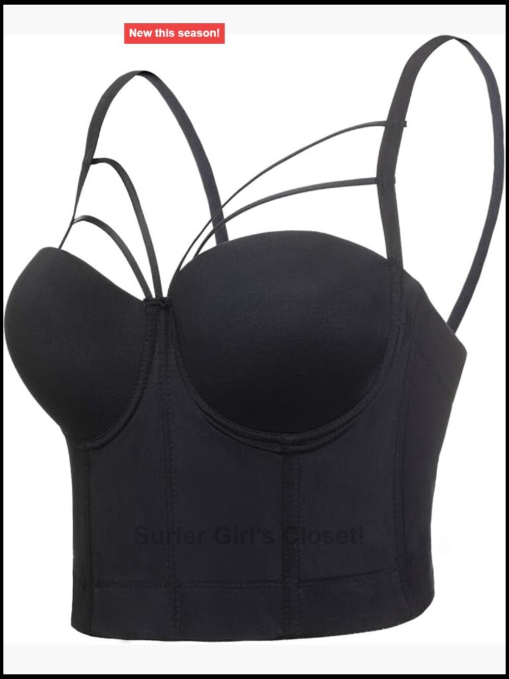 Women's Cross Cut Smooth Gothic Bustier Crop Top Vest Caged Bra, Polyester